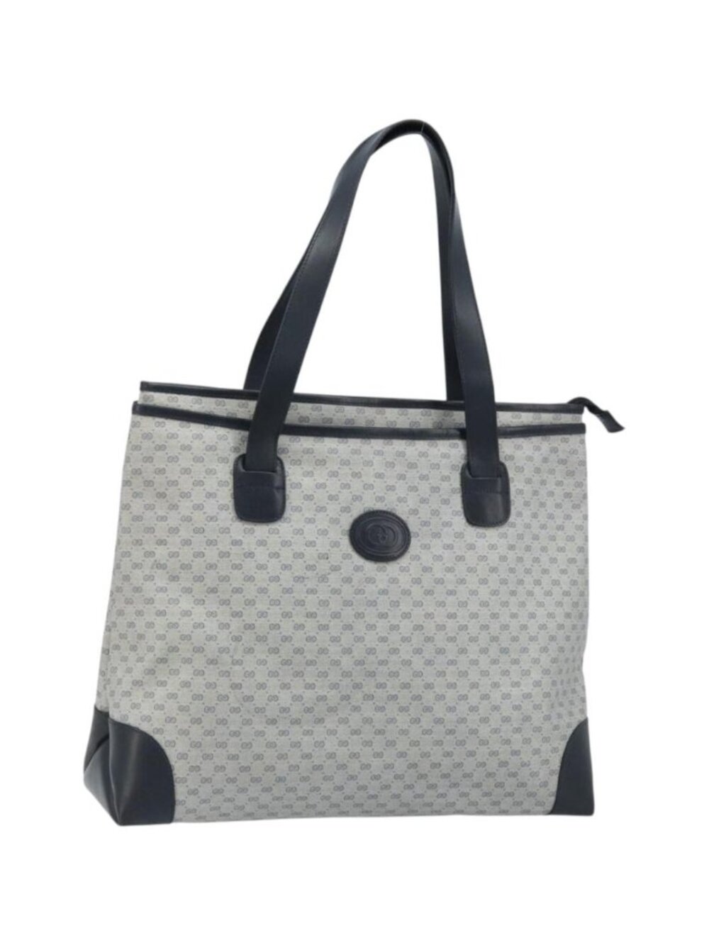 GUCCI Micro GG Supreme Tote Bag PVC Navy Gold